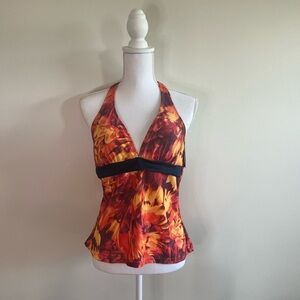 NWT Dippin Daisy’s Orange Floral Halter Swim Top Size XL